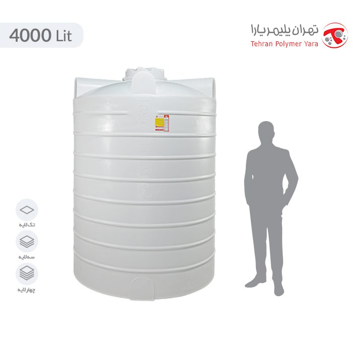 مخزن آب 4000 لیتری عمودی بلند تهران پلیمر یارا - البرزمخزن