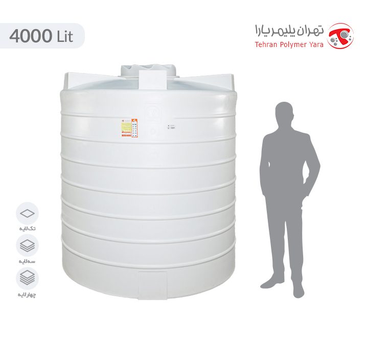 مخزن آب 4000 لیتری عمودی کوتاه تهران پلیمر یارا - البرزمخزن