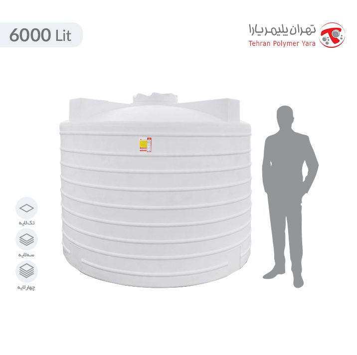 مخزن آب 6000 لیتری عمودی کوتاه تهران پلیمر یارا - البرزمخزن